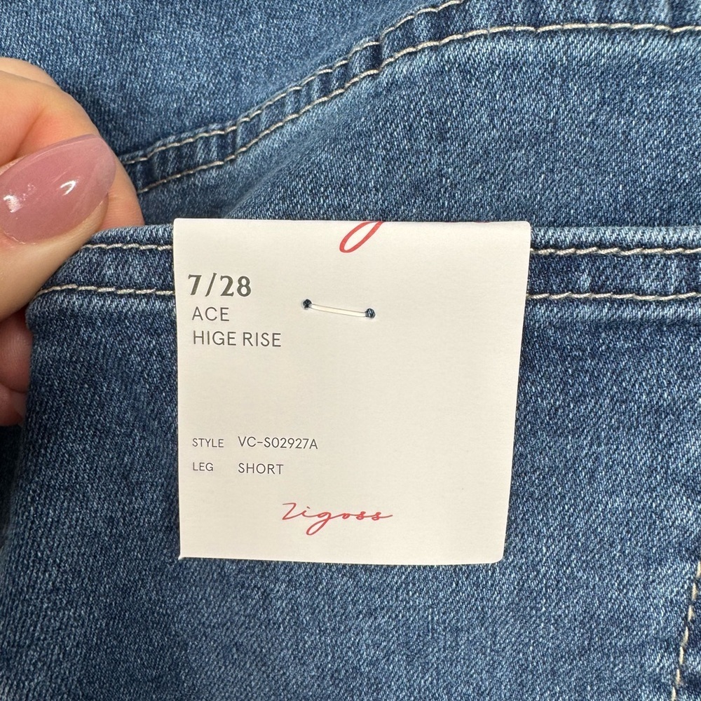 Vigoss High Rise Denim Ace Shorts Womens Size 7/28 Medium Wash Rhinestones - Picture 6 of 9